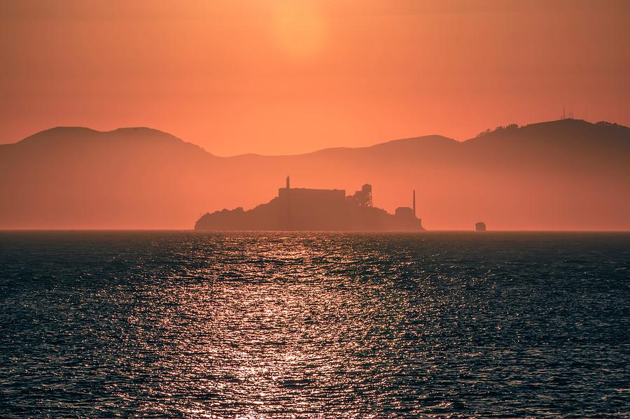 Alcatraz island prison San Francisco bay at sunset Photograph by Alex Grichenko