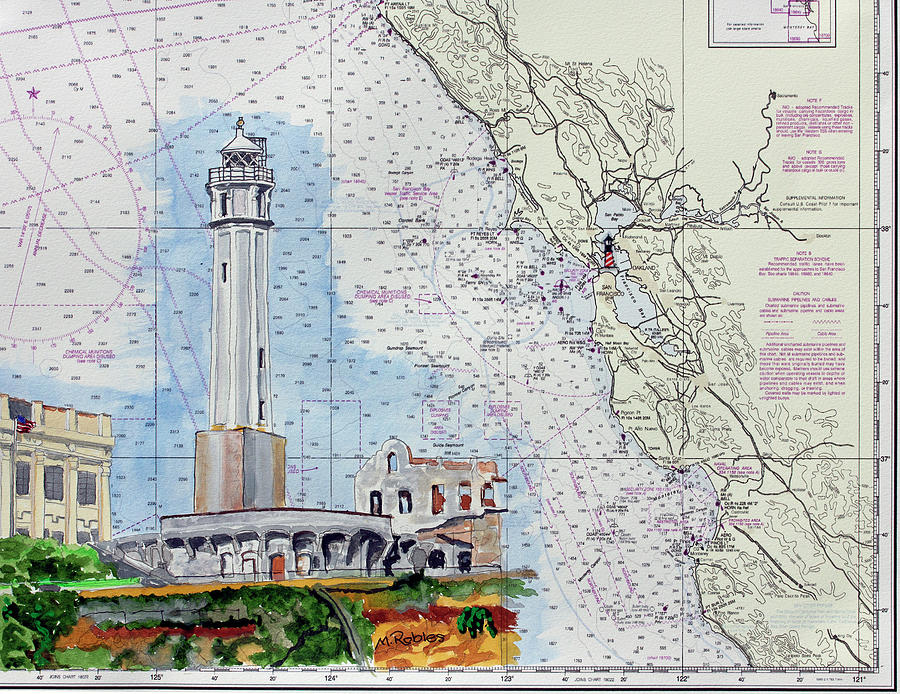 Alcatraz Lighthouse Painting by Mike Robles