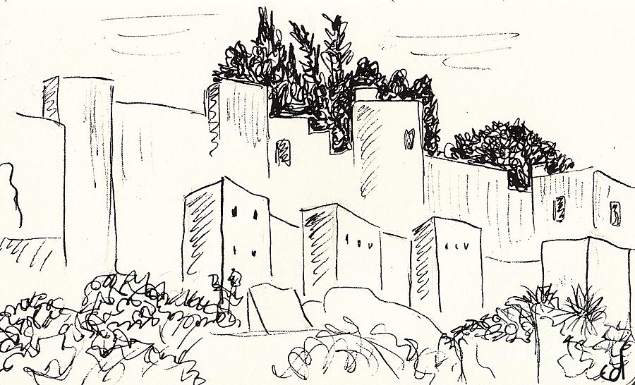 Alcazaba in Malaga Drawing by Chani Demuijlder