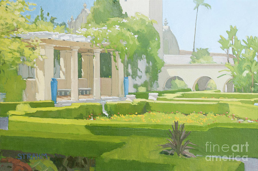 Alcazar Garden Balboa Park San Diego California Painting by Paul Strahm