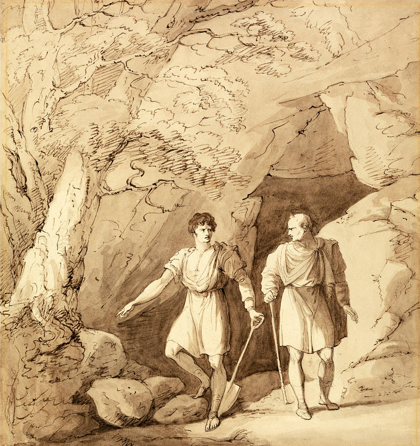 Richard Westall Drawing - Alcibiades and Timon  by Richard Westall