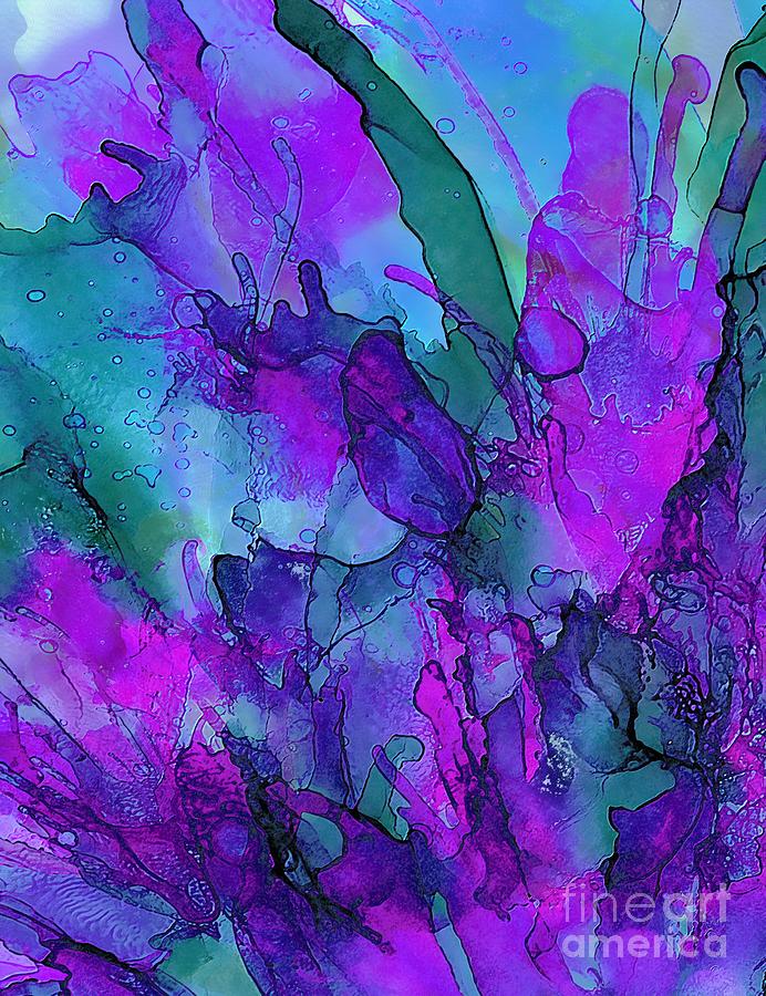 Abstract Painting - Alcohol Ink Flowers 2 by Klara Acel