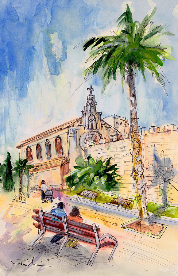 Alcudia Church In Majorca Painting by Miki De Goodaboom