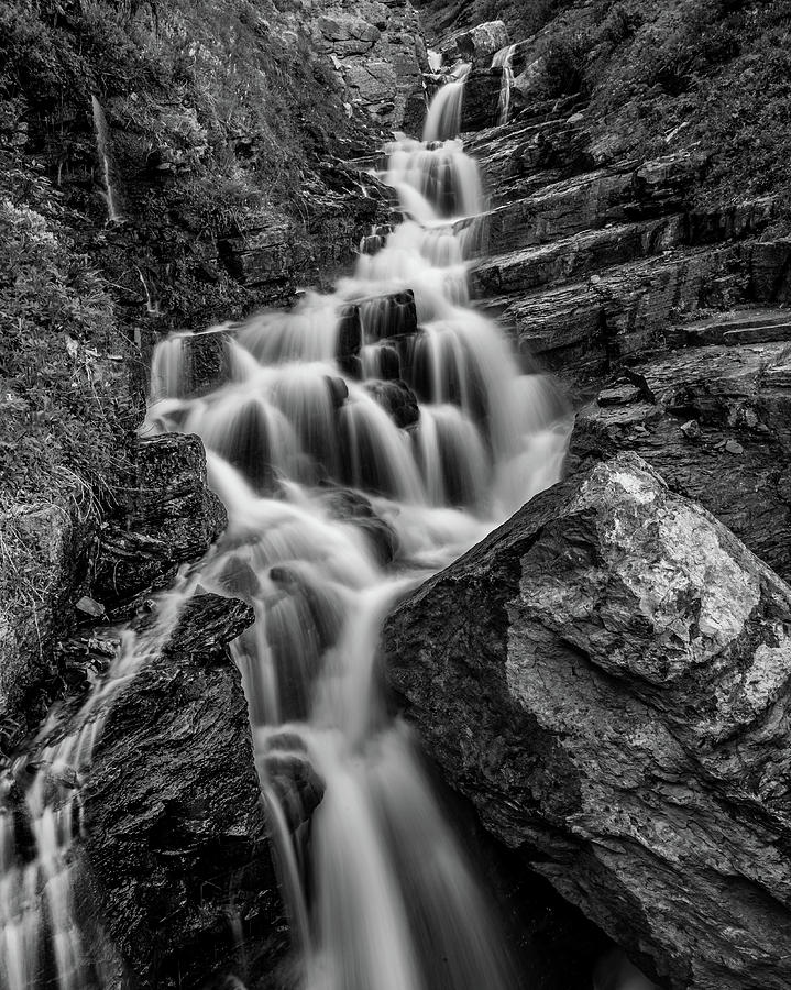 Alder Creek Falls Black and White Photograph by Kelly VanDellen
