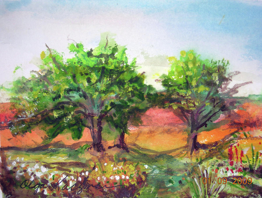 Tree Painting - Alderbrook Trees by Olga Kaczmar