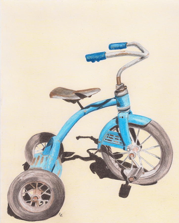 Alders Bike Drawing by Glenda Zuckerman