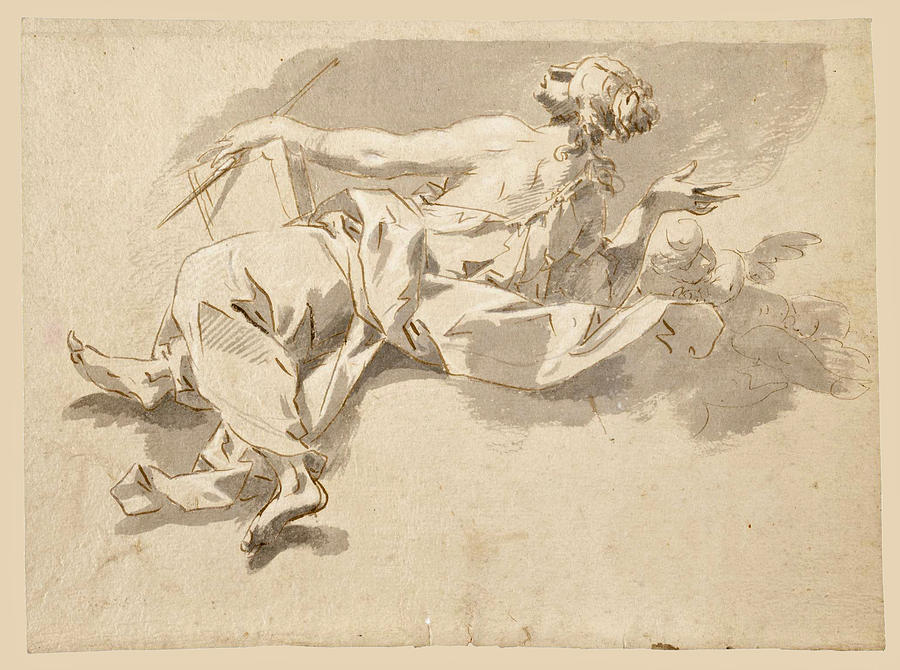Alegorical Female Figure Drawing by Sebastiano Galeotti