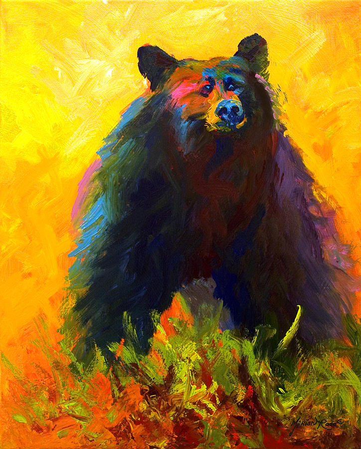 Western Painting - Alert - Black Bear by Marion Rose