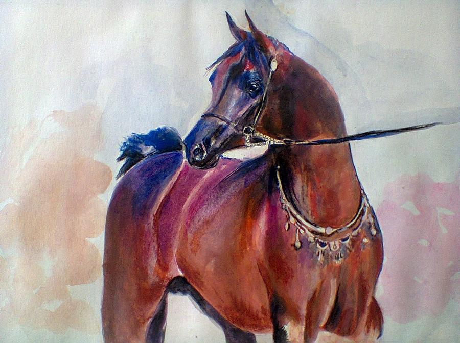 Alert stallion Painting by Khalid Saeed