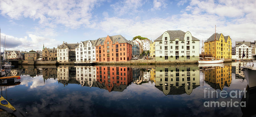 Alesund Reflection Pano Photograph by Timothy Hacker