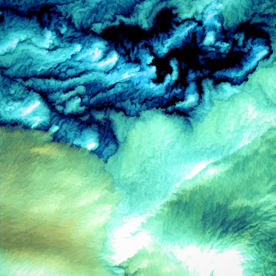 Aleutian Clouds Alaska Watercolor from LANDSAT Image Painting by Elaine ...