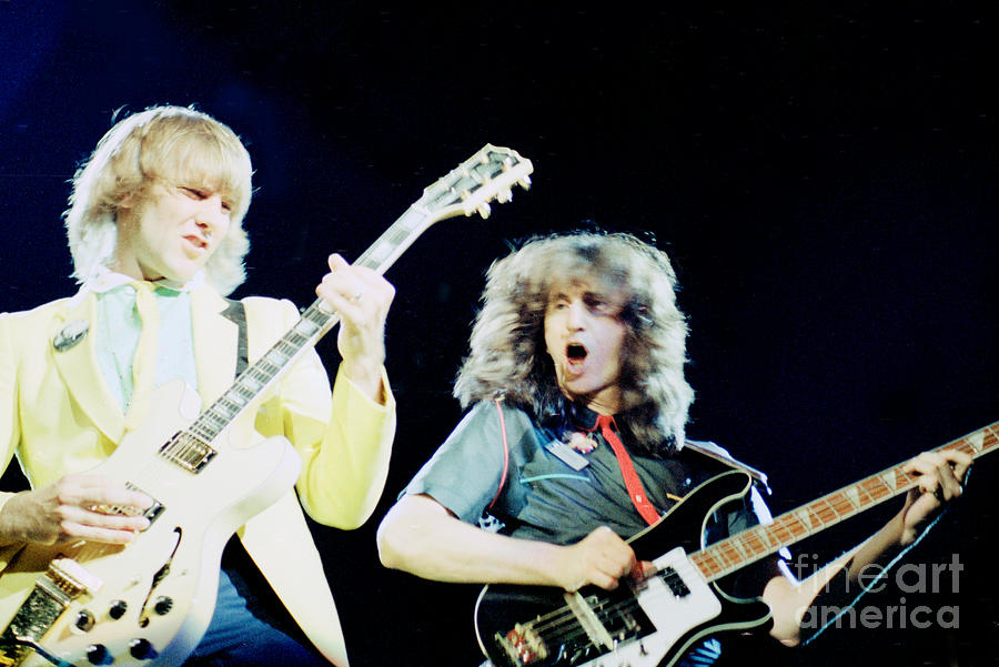Oakland Photograph - Alex Lifeson and Geddy Lee of Rush - Oakland CA 1981 by Daniel Larsen