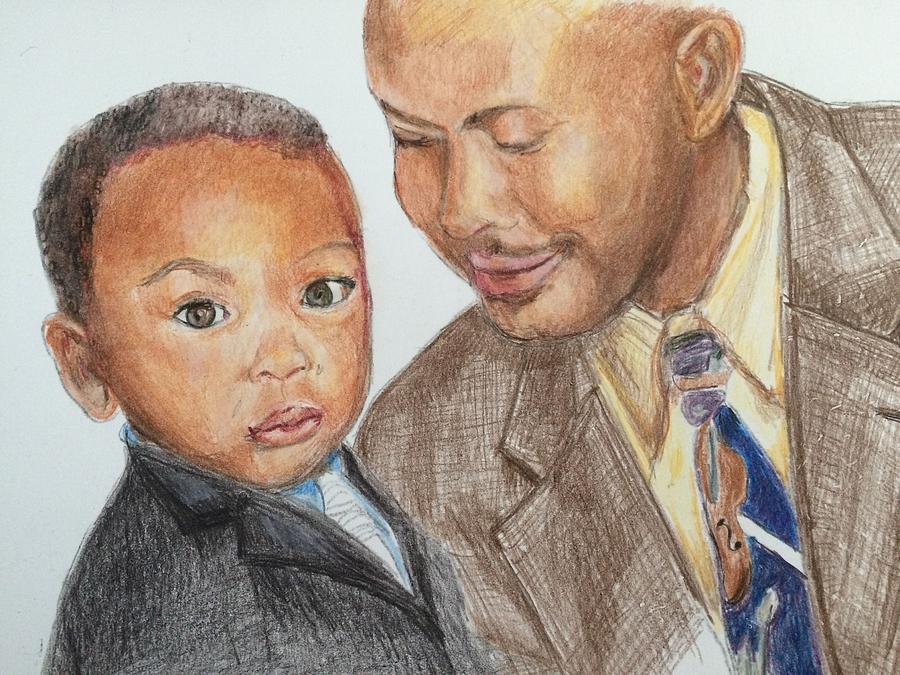 Alex and son Drawing by Nancy Anton