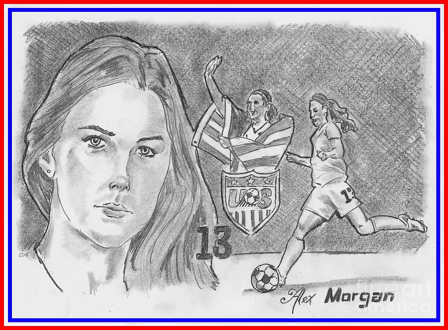 Soccer Drawing - Alex Morgan by Chris DelVecchio