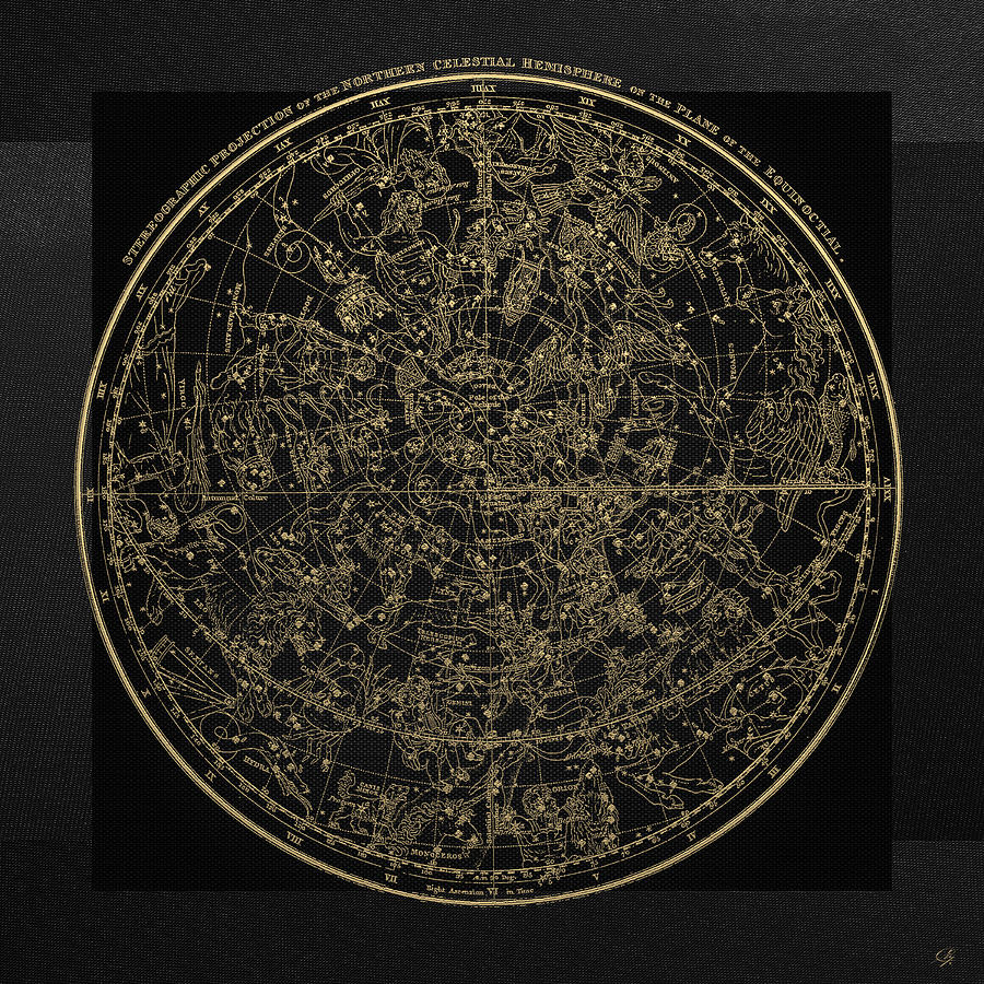 Alexander Jamiesons Celestial Atlas - Northern Hemisphere Gold on Black Edition Digital Art by Serge Averbukh