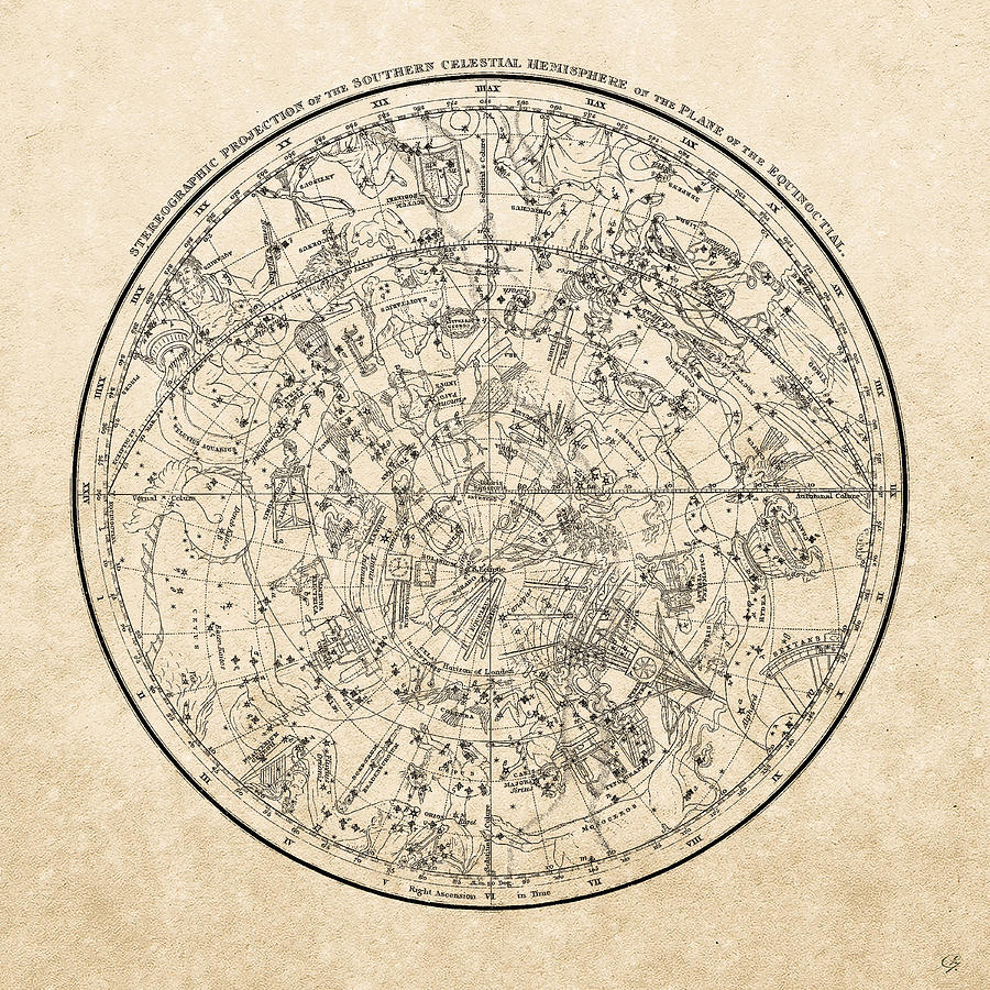 Map Digital Art - Alexander Jamiesons Celestial Atlas - Southern Hemisphere  by Serge Averbukh