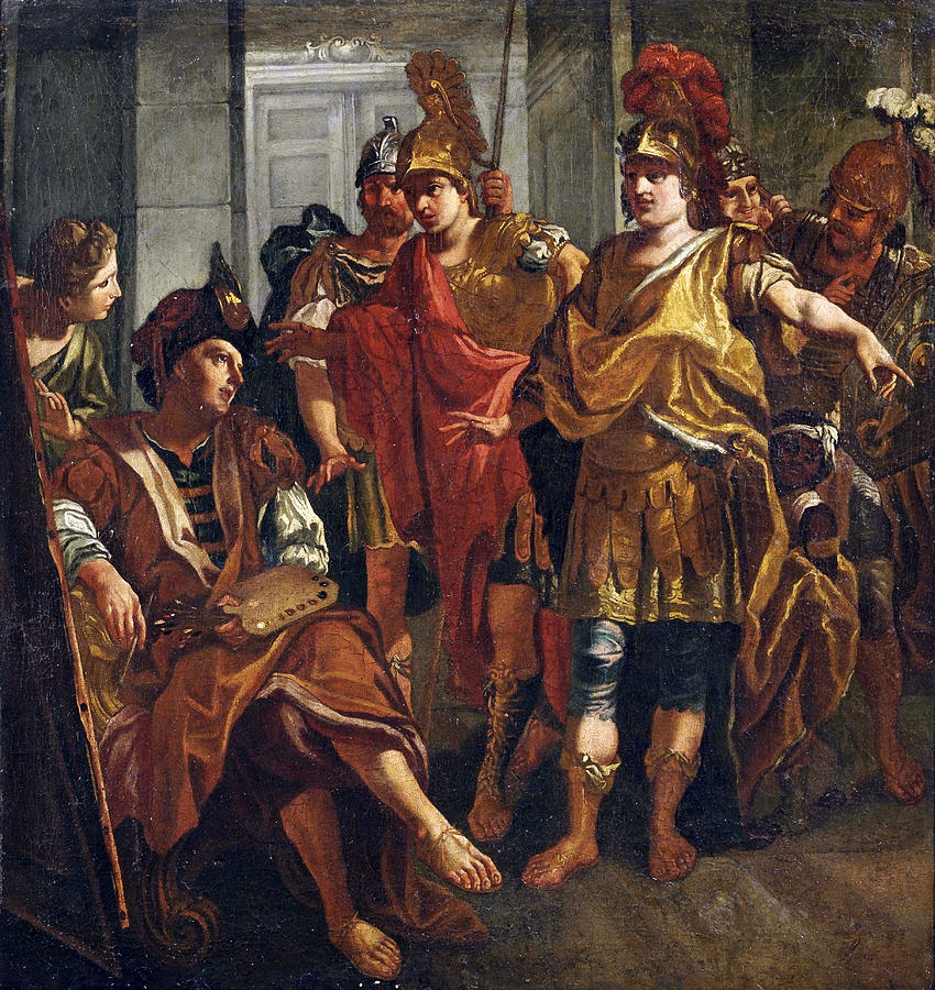 Alexander The Great In The Studio Of The Painter Apelles Painting by