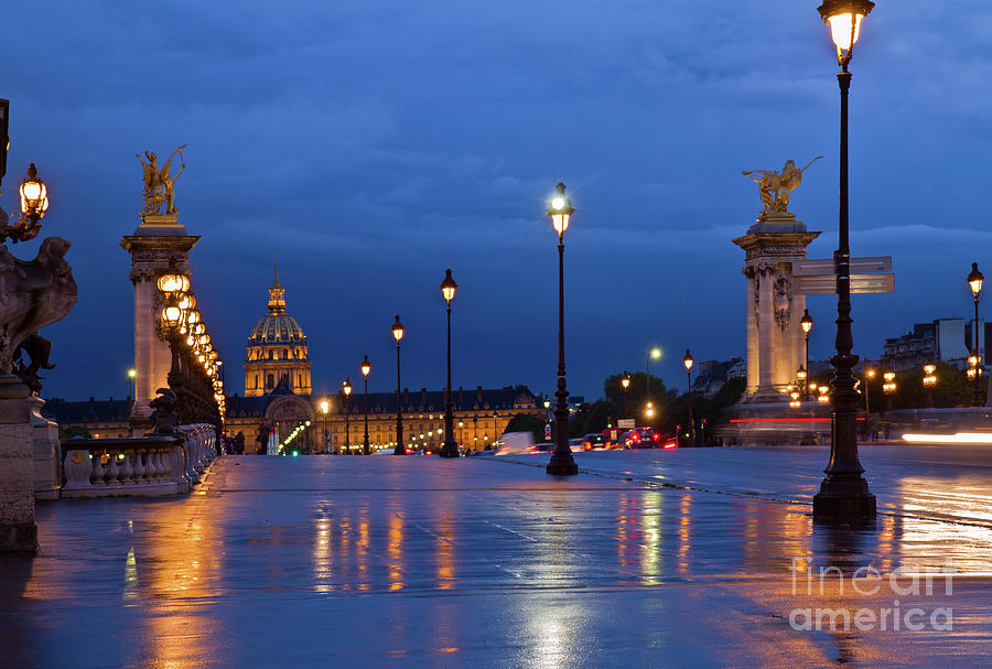 Alexandre IIi Bridge, Night In  Paris Photograph