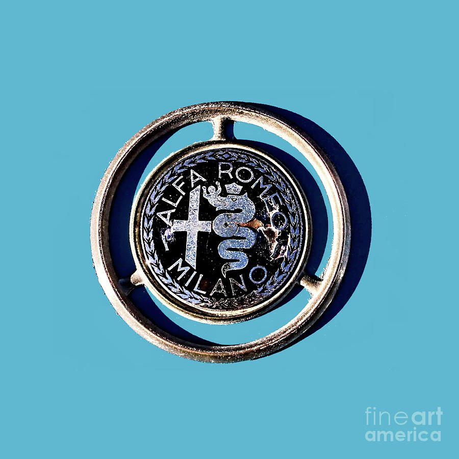 Alfa Emblem on blue Photograph by Tom Griffithe