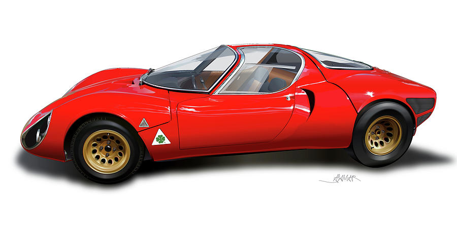 Alfa Romeo 33 Stradale 1967 Illustration Drawing by Alain Jamar