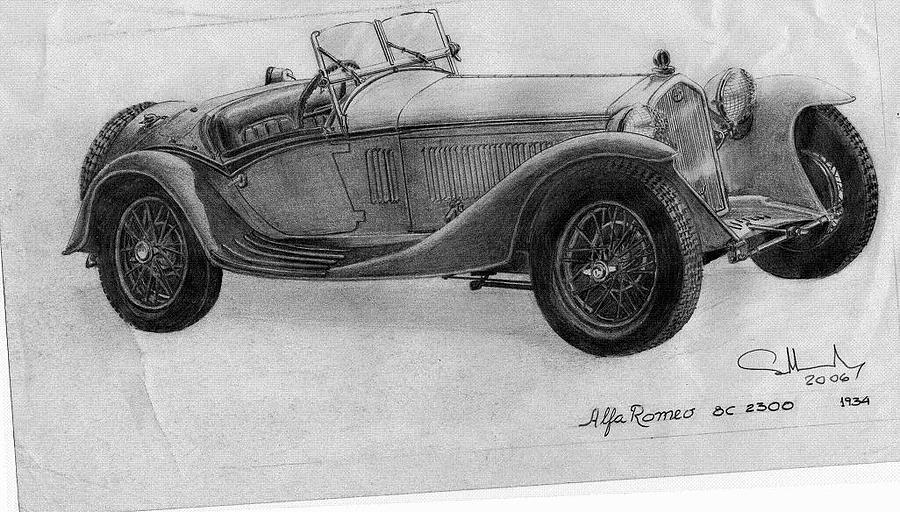Classic Cars Drawing - Alfa Romeo by Alberto Schlossberg