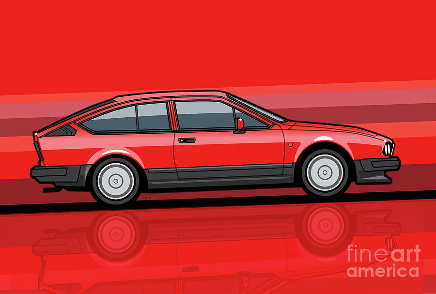 Alfa Romeo Digital Art - Alfa Romeo Gtv6 Red Stripes by Monkey Crisis On Mars Alfa Romeo Digital Art - Alfa Romeo Gtv6 Red Stripes by Monkey Crisis On Mars