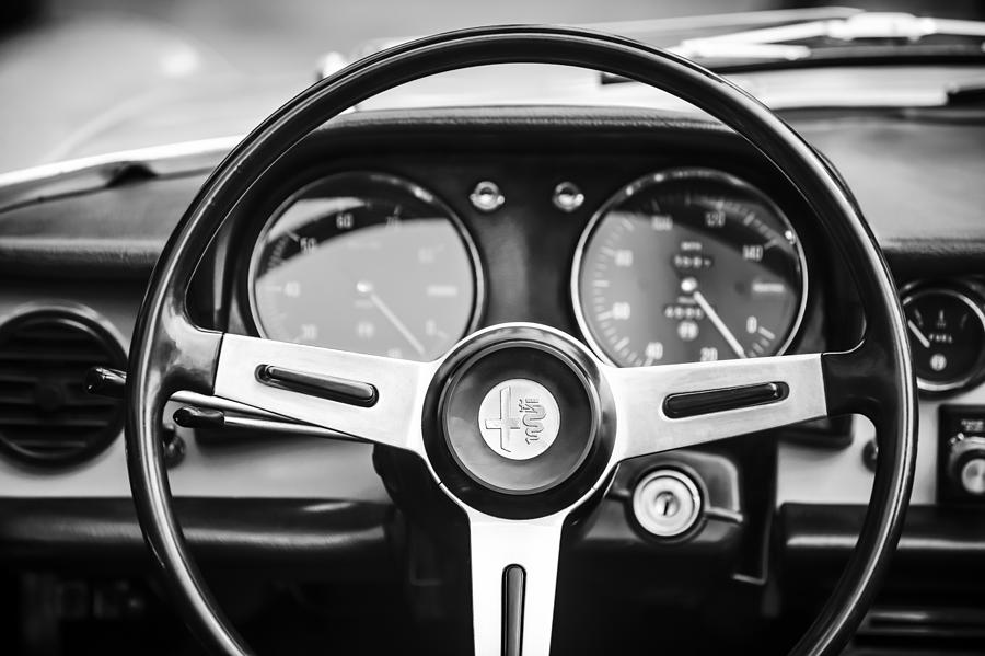 Alfa Romeo Steering Wheel -0904bw Photograph by Jill Reger