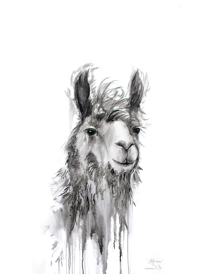Llama Painting - Alfonso by Kristin Llamas