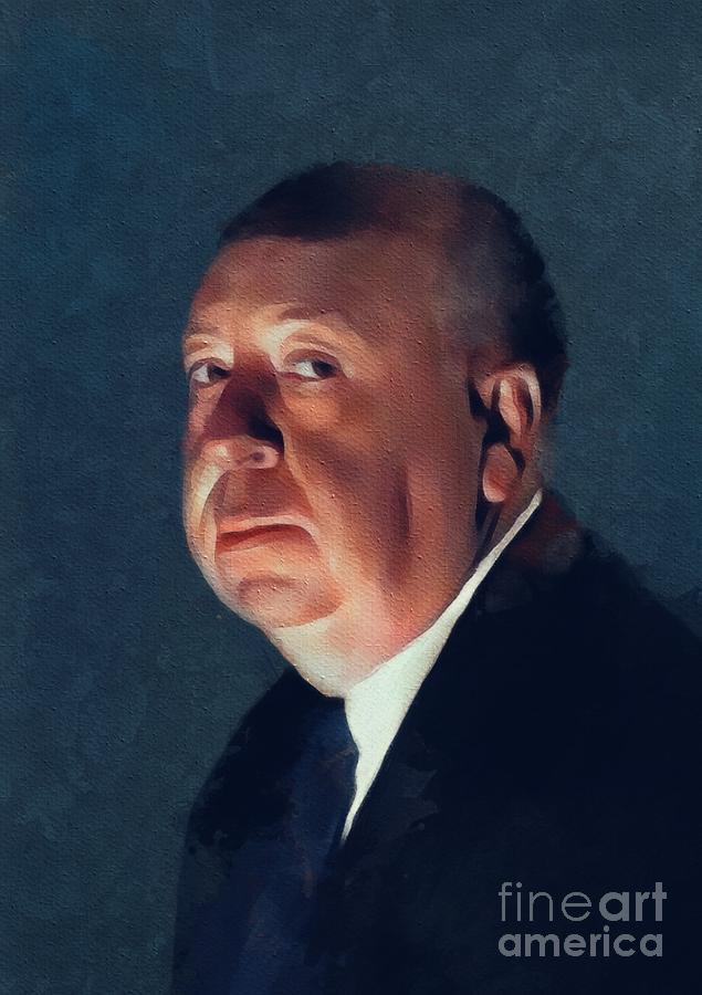 Hollywood Painting - Alfred Hitchcock, Hollywood Legend by Esoterica Art Agency