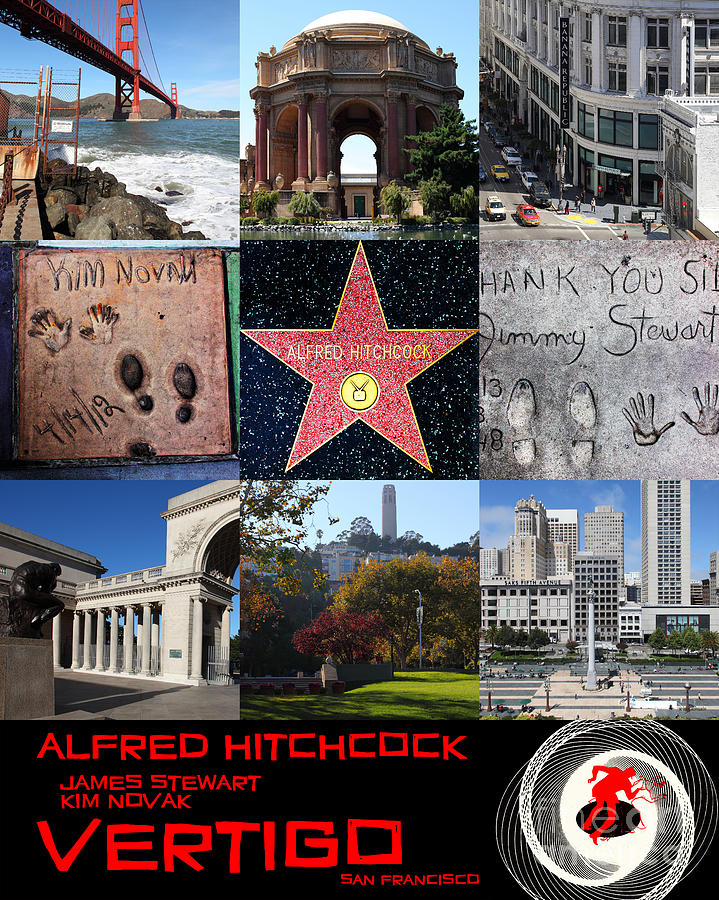 Alfred Hitchcock Jimmy Stewart Kim Novak Vertigo San Francisco 20150608 text black Photograph by Wingsdomain Art and Photography