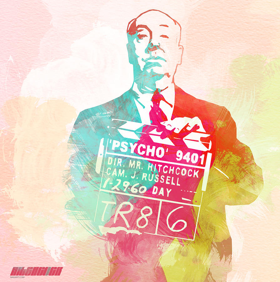 Psycho Movie Digital Art - Alfred Hitchcock by Naxart Studio