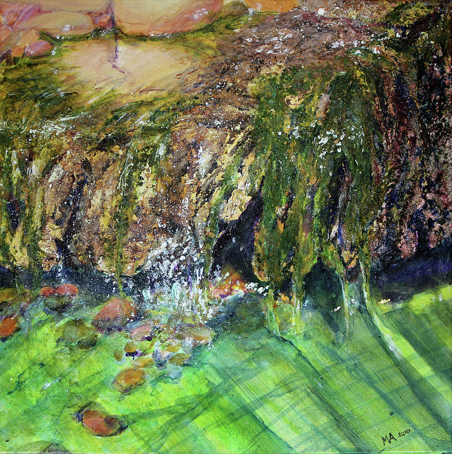 Algae Waterfall Painting by Madeleine Arnett
