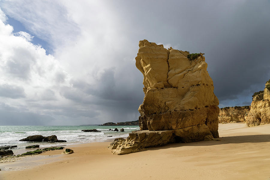 Beach Photograph - Algarve Storm - Foreboding Clouds at Praia da Rocha Portimao Portugal by Georgia Mizuleva