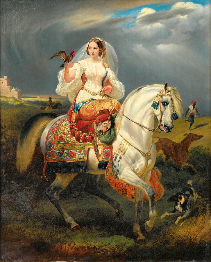 Algerian Huntress with Falcon Painting by After Jean-Horace Verne - Pixels