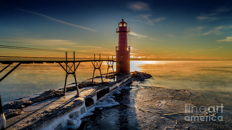 Algoma Lighthouse in Winter Photograph by Randy Kostichka - Fine Art ...