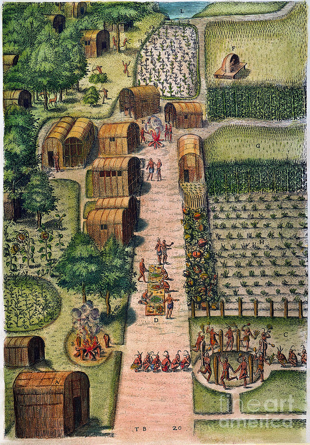 Algonquian Village, 1590 Photograph by Granger