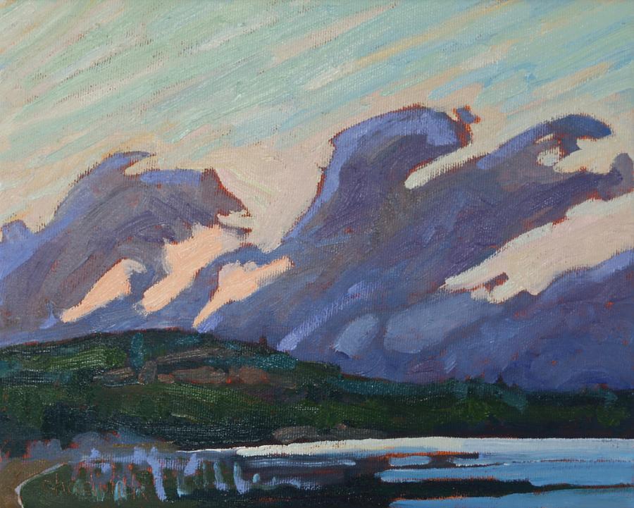 Algonquin Rock Lake Turbulent Sunrise Painting by Phil Chadwick