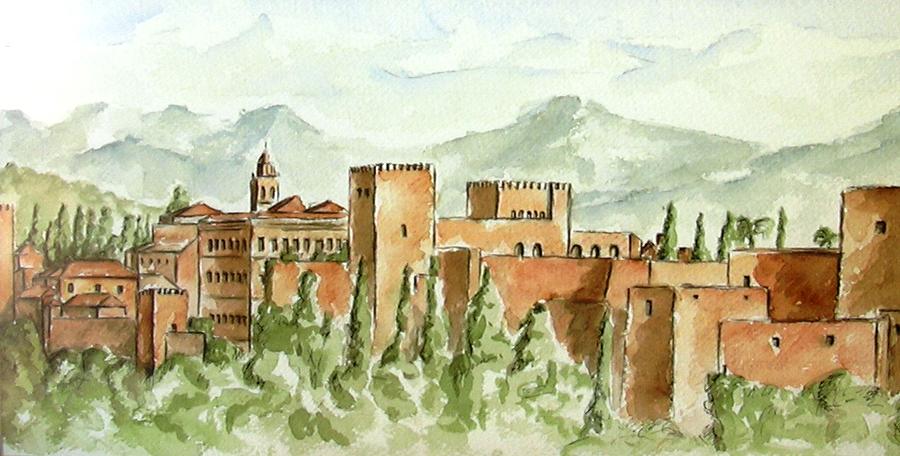 Alhambra Granada Painting by Justyna Pastuszka