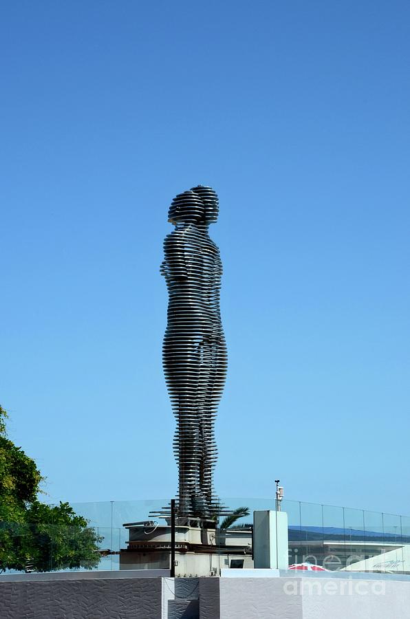 Ali and Nino tragic love story in giant metal statue moving sculpture Batumi Georgia Photograph by Imran Ahmed