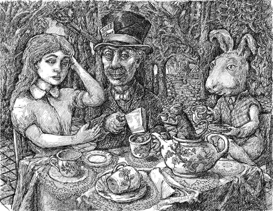 Alice and the Mad Hatter Digital Art by Steve Breslow