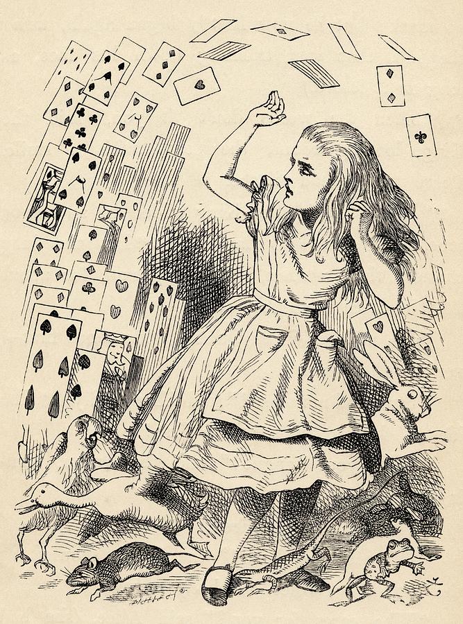 Alice And The Pack Of Cards Drawing by Vintage Design Pics - Fine Art ...