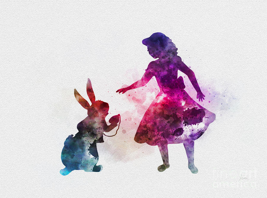 Fantasy Mixed Media - Alice and white rabbit by My Inspiration