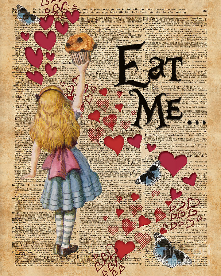 Vintage Digital Art - Alice in the Wonderland Eat Me Muffin  by Anna W