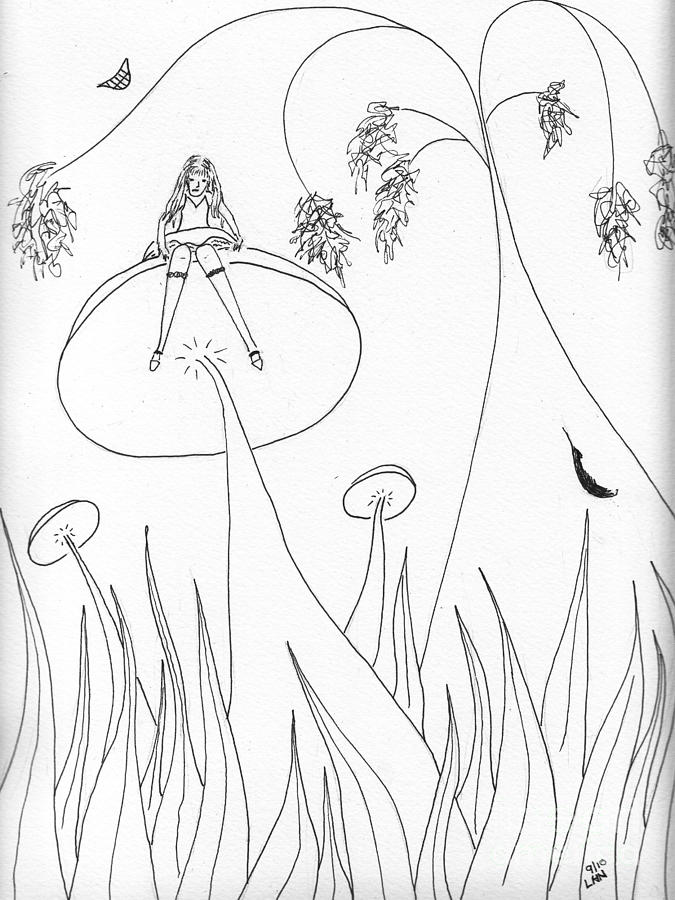Mushroom Drawing - Alice In The Wonderland Of Boranup Forest by Leonie Higgins Noone