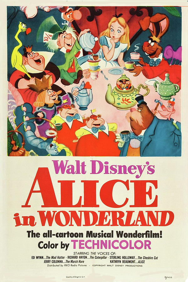 Alice In Wonderland 1951 Mixed Media by Movie Poster Prints