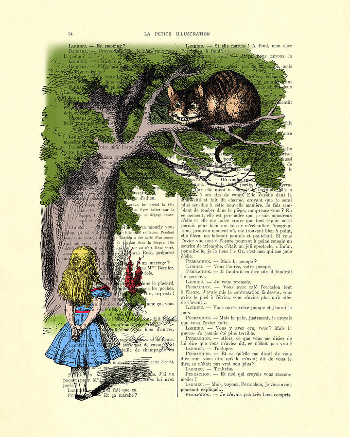 Alice In Wonderland Digital Art - Alice in wonderland and cheshire cat by Madame Memento