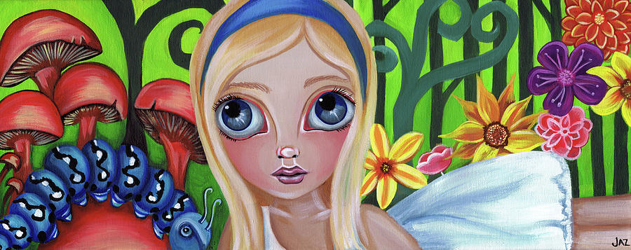 Surrealism Painting - Alice Meets the Caterpillar by Jaz Higgins