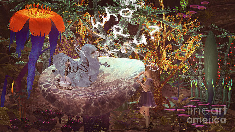 Mushroom Digital Art - Alice N The Hookah Caterpillar by Two Hivelys