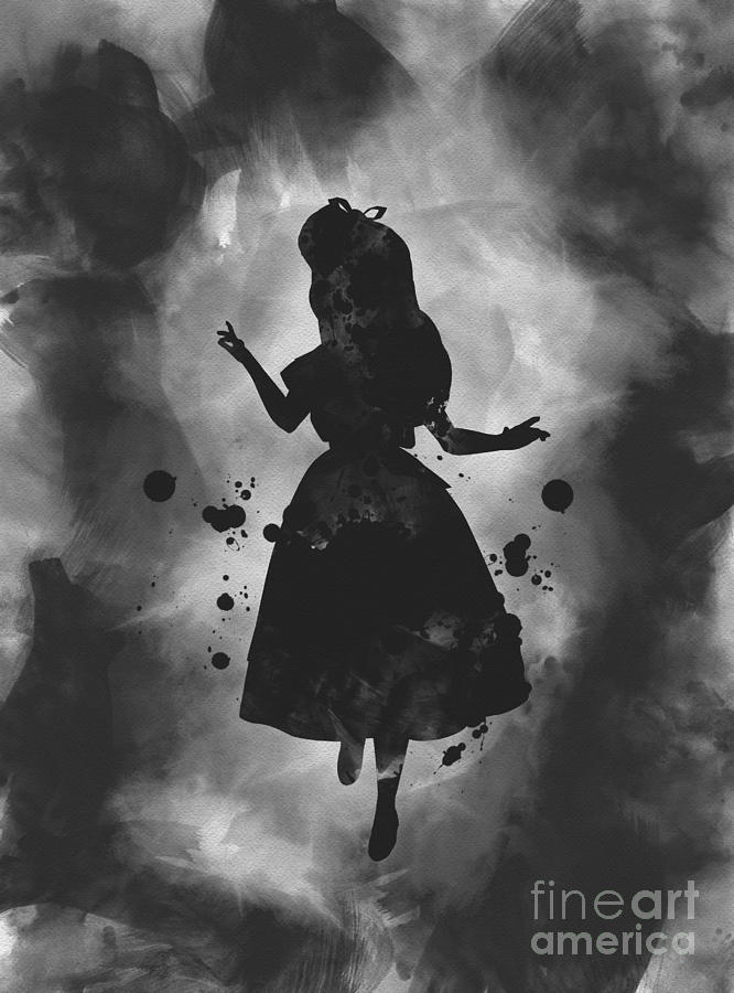 Black And White Mixed Media - Alice Noir by My Inspiration