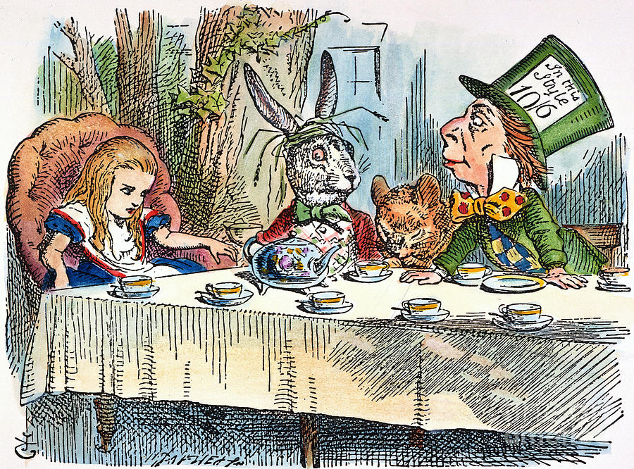 Alices Mad-tea Party, 1865 Drawing by Granger